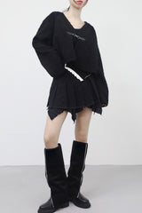 Fabina Wool Two Tone Frill T-Shirt