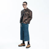 Cut-off Capri Denim Pants - DEEP BLUE