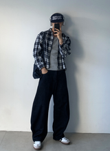 Enf Daily Country Check Cropped Overfit Long Sleeve Shirt