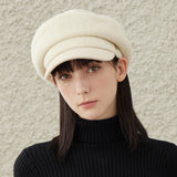 VA Stud Wool Combo Newsboy Cap / Ivory