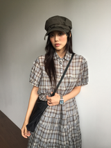 Cold check collar dress (2color) 