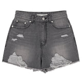 コレクションダメージショートデニムパンツ (グレー)