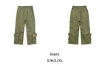 Khaki Cargo Wide Leg Straight Pants