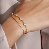 gold box chain 14k gold plating + 925 silver bracelet B068-01G