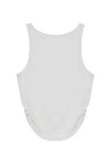 Linen Shirring Sleeveless Top_Ivory