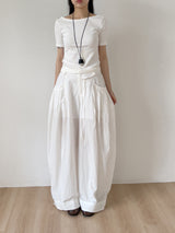Boatneck Ribbed Elbow Length T-Shirt