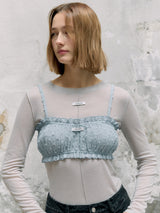 FRILL BUSTIER TOP BLUE