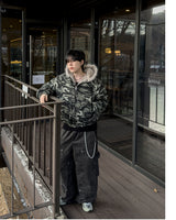 Night camo raccoon fur hood padding