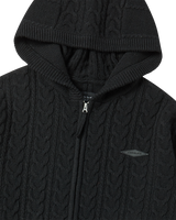 25FW ケーブルニットフーディージップアップ ブラック