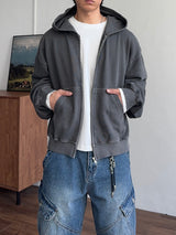 Dusty Pigment Crop Hood Zip-Up (3color) (No.1001)