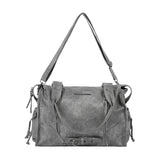 Belted Washing Leather Bag (Gray) F25QE990
