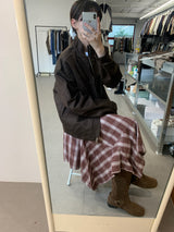 カットアウトロング&リーンチェックワンピース(2color)
