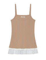 チェッカード レース スリーブレス(BROWN)