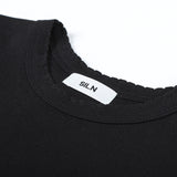 90's スカラップステッチネックTシャツ (BLACK)