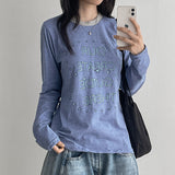 スモール ストライプ ロングスリーブ サークル スター レタリング ロングスリーブ(4 colors)
