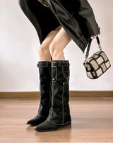 Leopard Flip Two-way Western High Long Boots