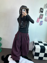 パラシュートツーピンタックバルーンロングワイドパンツ 🖤🩶💜🤎🩷5COLOR