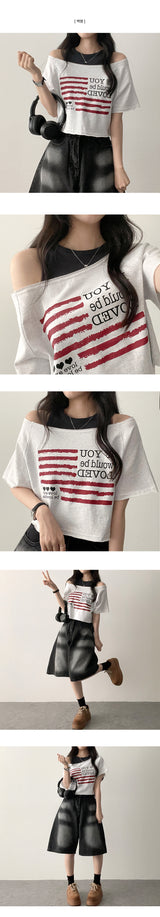 Risch Unbalanced Shoulder Short Sleeve T-Shirt