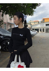 ボウラインラウンド長袖ニットTシャツ