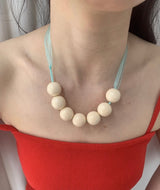 Yellow ball@mint tie necklace