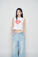 25SS UGLY HEART CROP SLEEVELESS WHITE