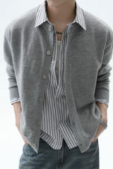 Striped Layered Look Knit Cardigan