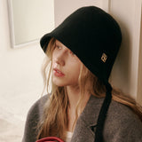 Basic Wool Knit Bonnet Hat (Black)