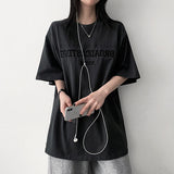 Porch Embroidered Slit Boxy Fit Short Sleeve T-shirt