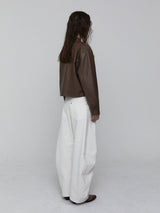 Curved Cotton Pants_White