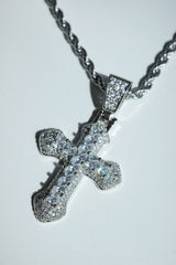[white] cubic cross necklace | 지르콘 큐빅 십자가 목걸이