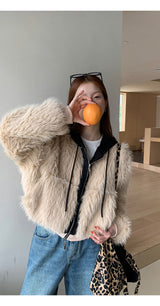 アイズフーディドレイヤードファージップアップジャケット