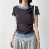Slim Fit✨ Coloring Layered Side Shirring Short-Sleeved T-shirt (4 colors)
