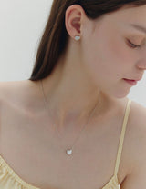 26SS★ [Premium Plating] Essence AB(W) Pudding Heart Pave Necklace