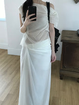 Layer off-shoulder blouse (3 colors)