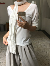 Chloe Button Roll Up 3/4 sleeve 2-Way Vneck (5c)