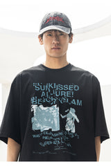 BEACH GLAM REAL OVERSIZED SHORT T-SHIRTS MSFTS002-BK