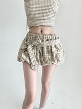 1486. ​​Jane Ribbon Balloon Check Mini Skirt