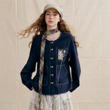 British Check Scarf Linen Blouse