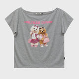 マルチーズギャルオフショルダーハーフスリーブTシャツ