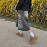 Level-Distressed Bermuda Denim Shorts