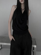 twist drape halter knit top (2color)