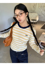 ボウイエローストライプ長袖Tシャツ