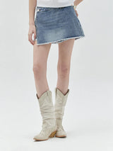 KIRSH PLAIN SEMI WIDE DENIM SKIRT PANTS - LIGHT BLUE 