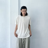 ストラクチャード ショルダーボタン テクスチャード Tシャツ
