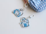 Cream cat call / Wool keyring 