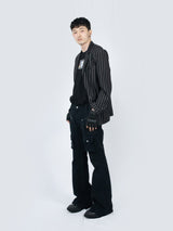 Curved Cargo Flare Pants (Black)