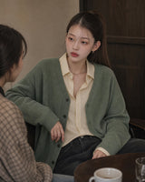 (UNISEX) Knitted V-Neck Cardigan
