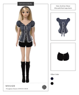Daisy check lace blouse