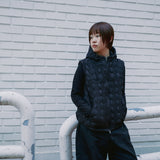 アグリーフード付きジップベスト / ブラック