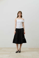 SHERRY UNBALANCE SHIRRLING TOP / WHITE